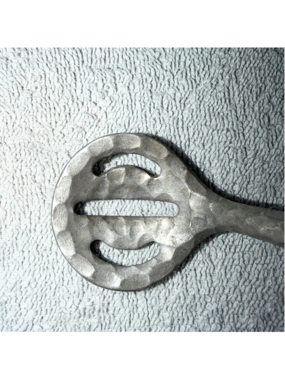 Vintage Hammered Aluminum Slotted Nut/Candy Serving Spoon Unique
